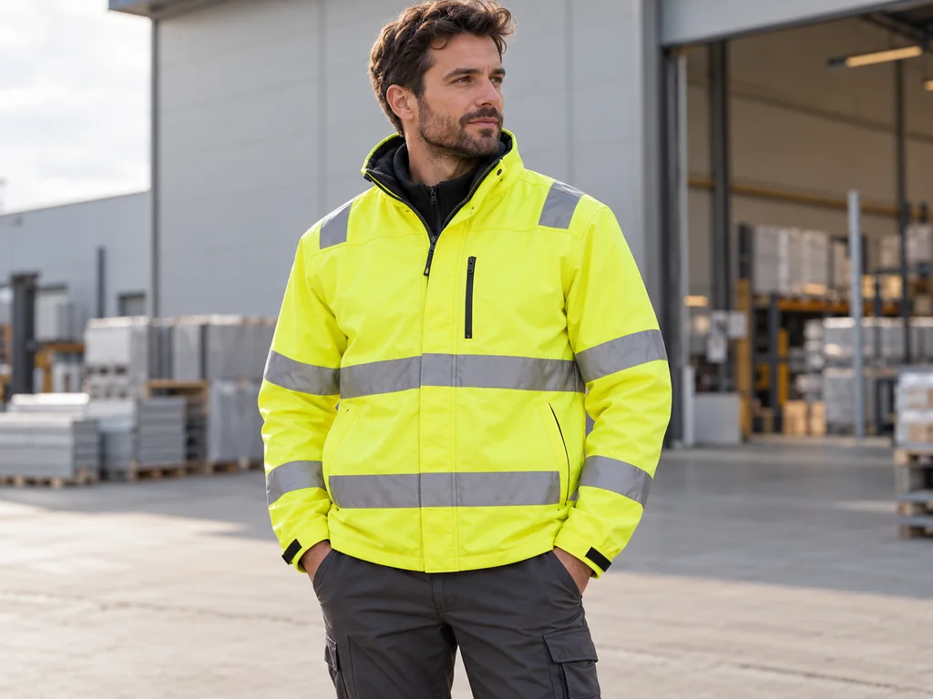 Kategorienmotiv: gelbe Warnschutzjacke mit reflektierenden Streifen